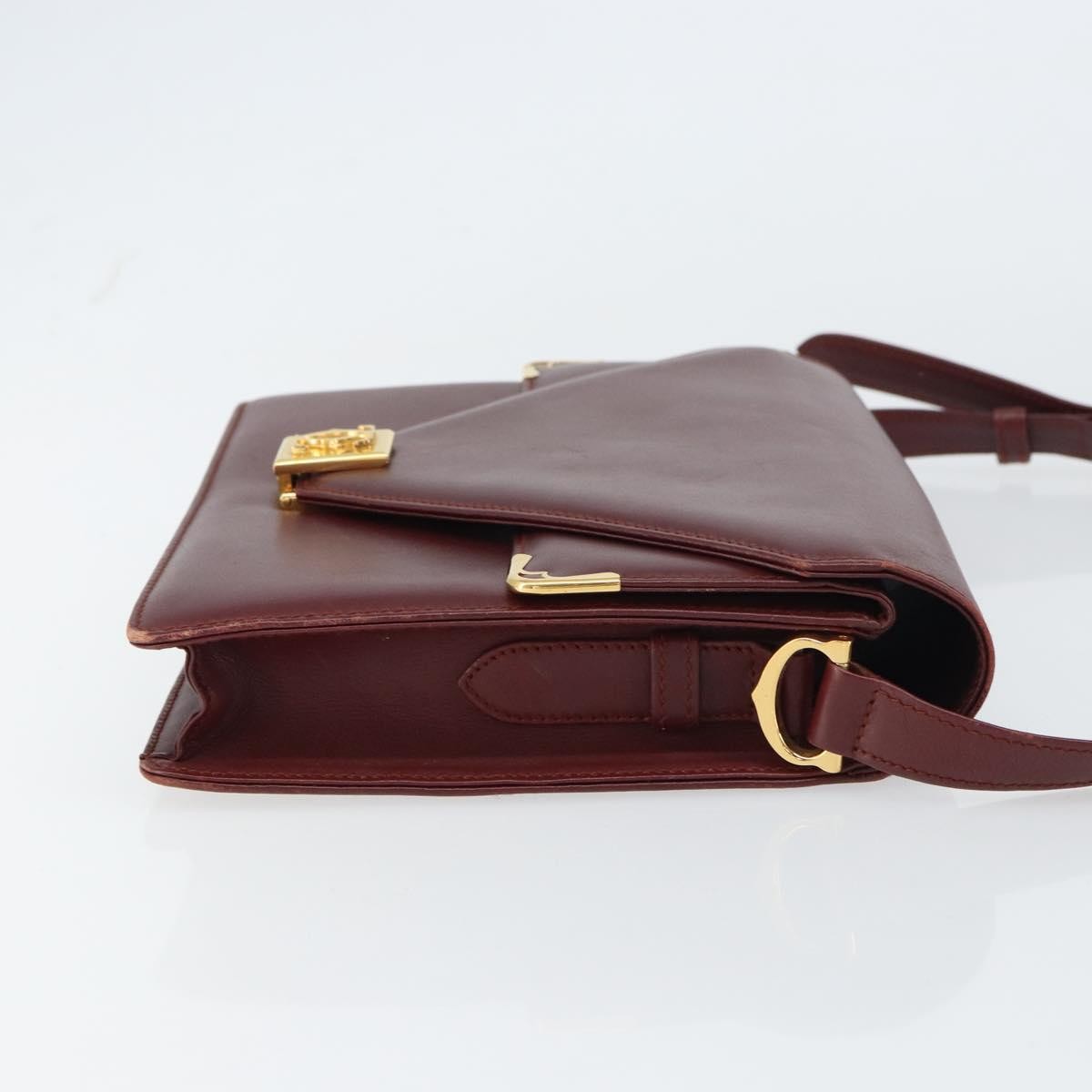 Cartier Must De Cartier Shoulder Bag Leather Burgundy Leather Shoulder Bag Bag (Pre-Owned)
