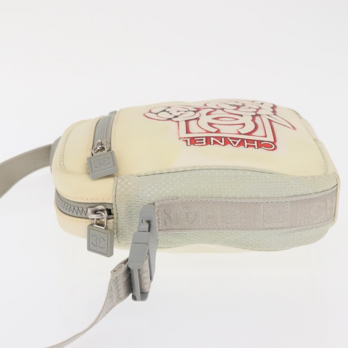 Chanel Sport Line Camera Crossbody Bag Nylon White Nylon Shoulder Bag Bag (Pre-Owned)