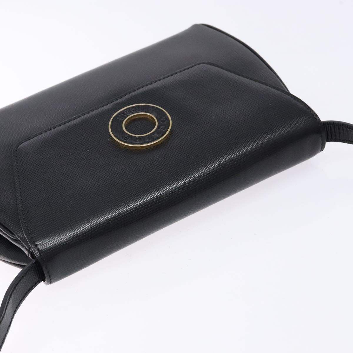Celine Vintage Circle Logo Crossbody Bag Leather Black Leather Bag (Pre-Owned)