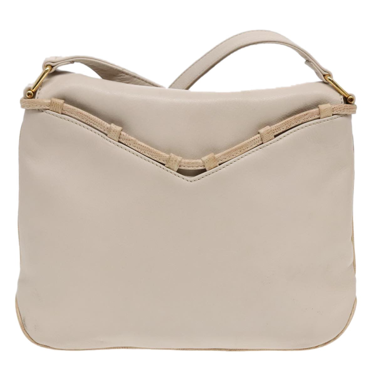 Celine Vintage Shoulder Bag Leather Beige Leather Shoulder Bag Bag (Pre-Owned)