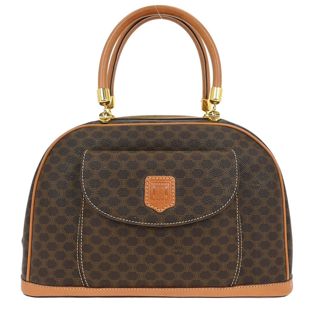 Celine C Macadam Handbag Canvas Brown Canvas Handbag (Pre-Owned)