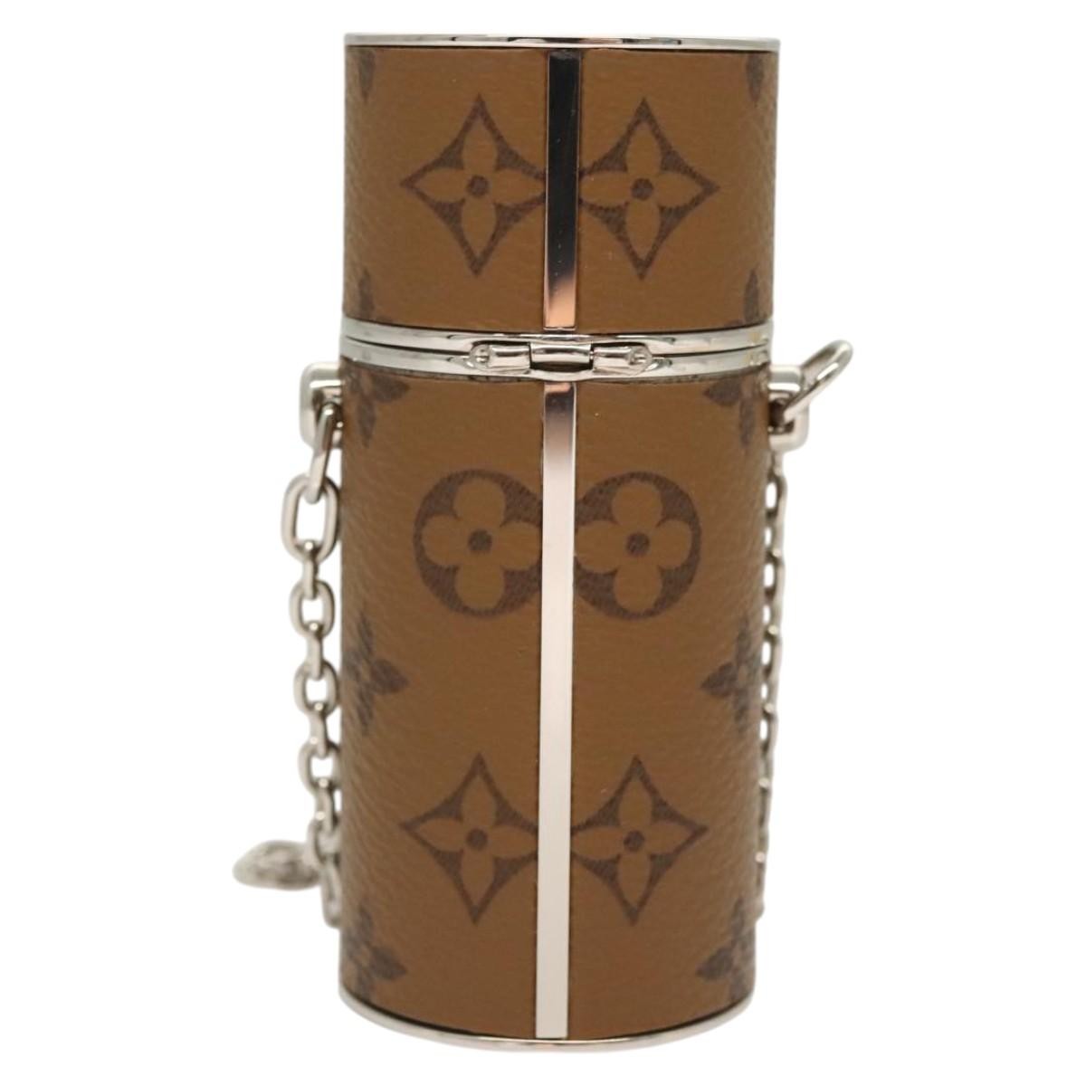 Louis Vuitton Lipstick Case On Chain Reverse Monogram Canvas Brown Canvas Clutche & Pouche Bag (Pre-Owned)