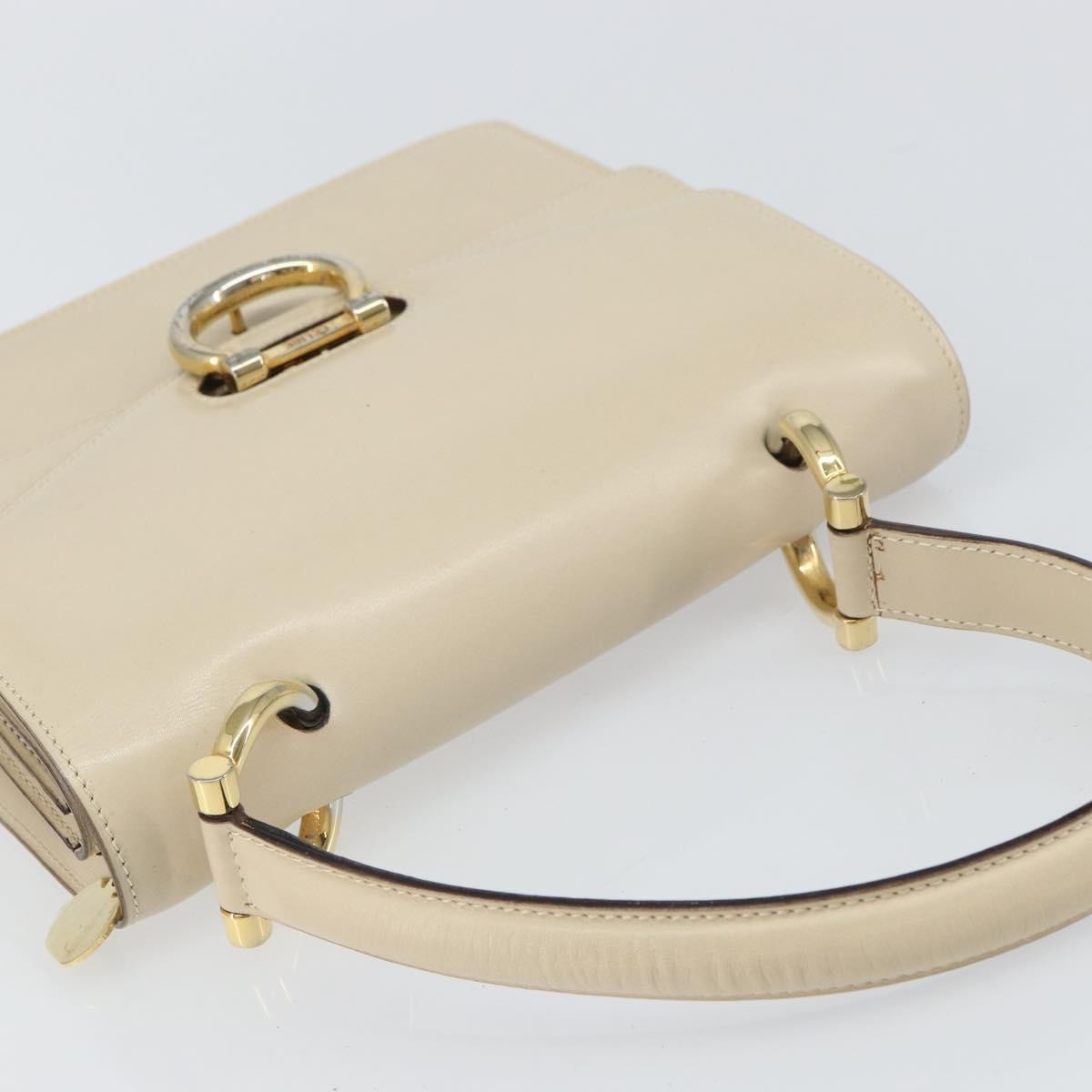 Celine Vintage Top Handle Bag Glazed Leather Ecru Leather Handbag (Pre-Owned)