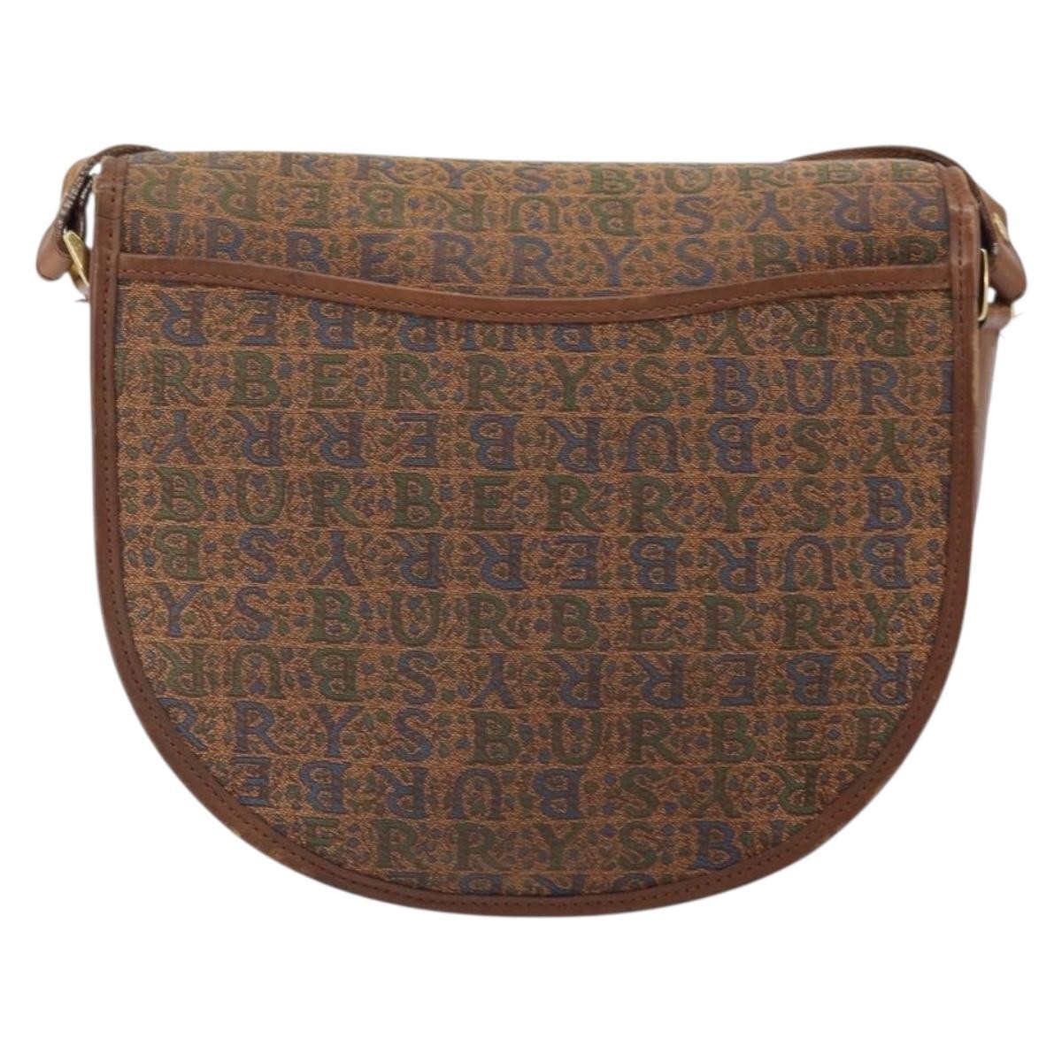 Burberry Flap Shoulder Bag Canvas Brown Canvas Shoulder Bag Bag (Pre-Owned)