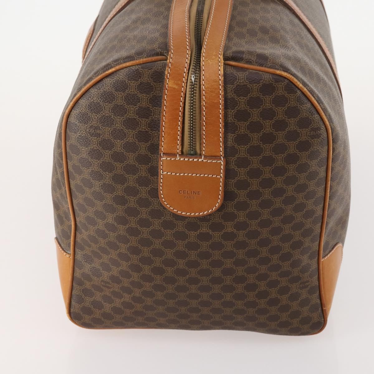 Celine Vintage Duffle Bag Macadam Coated Canvas Brown Canvas Travel Bag Bag (Pre-Owned)