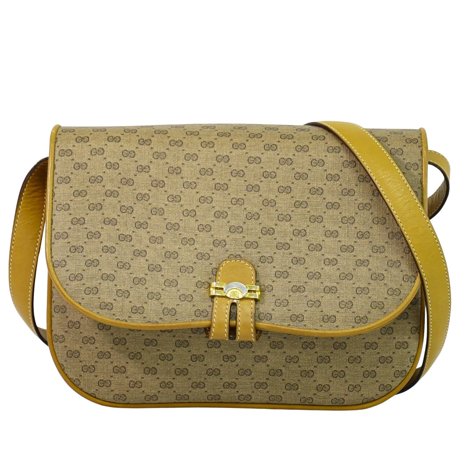 Gucci Gg Marmont Pouch Crossbody Bag Leather Beige Canvas Crossbody Bag Bag (Pre-Owned)