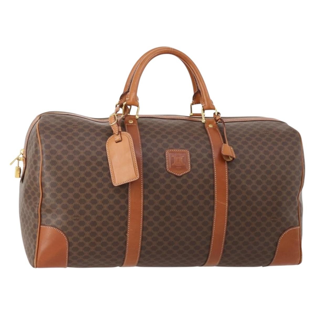 Celine Vintage Macadam Boston Bag Canvas And Leather Brown Pvc Handbag (Pre-Owned)