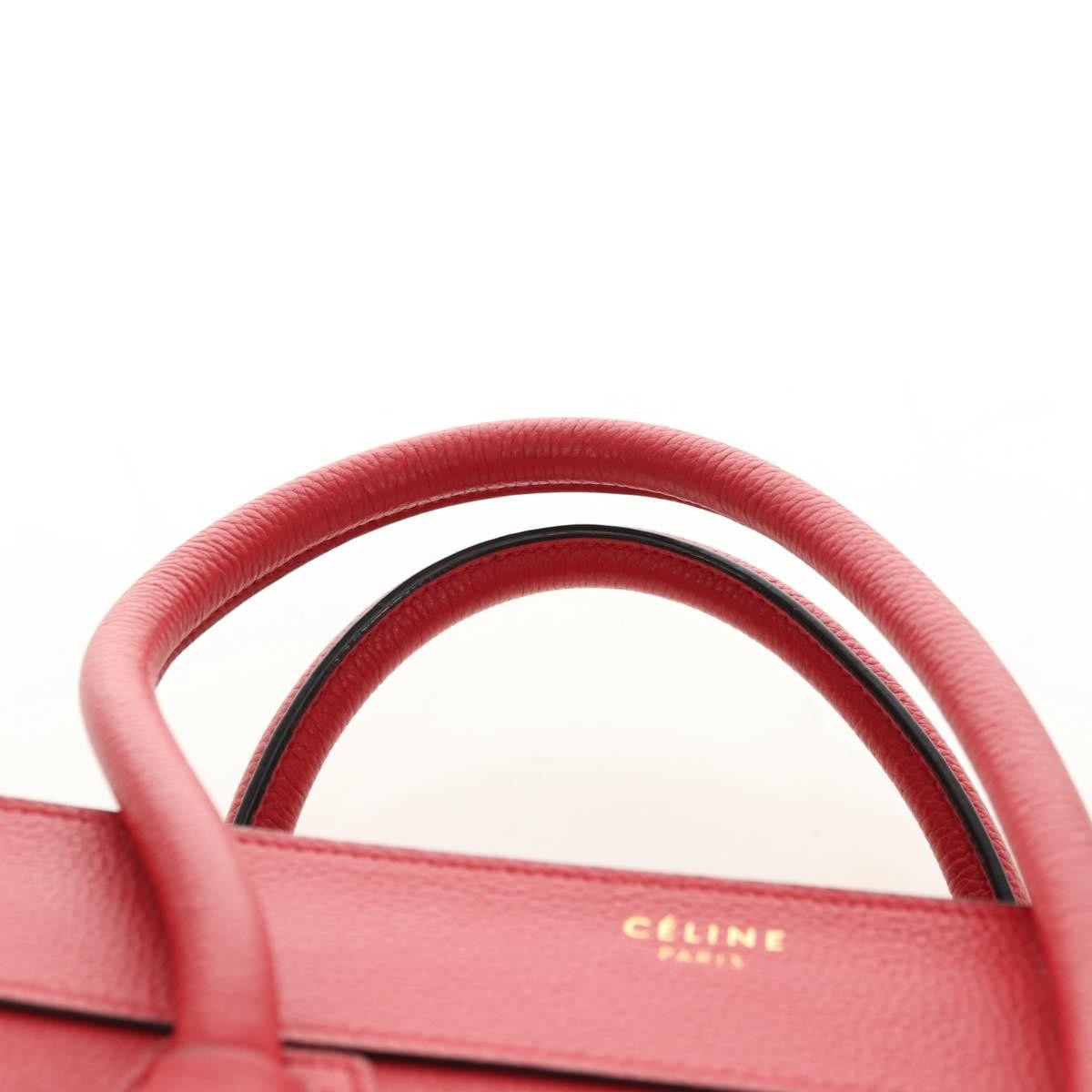 Celine Luggage Bag Grainy Leather Red Leather Handbag (Pre-Owned)