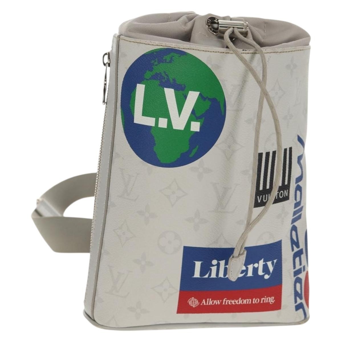 Louis Vuitton Chalk Sling Bag Limited Edition Logo Story Monogram Canvas White Canvas Shoulder Bag Bag (Pre-Owned)
