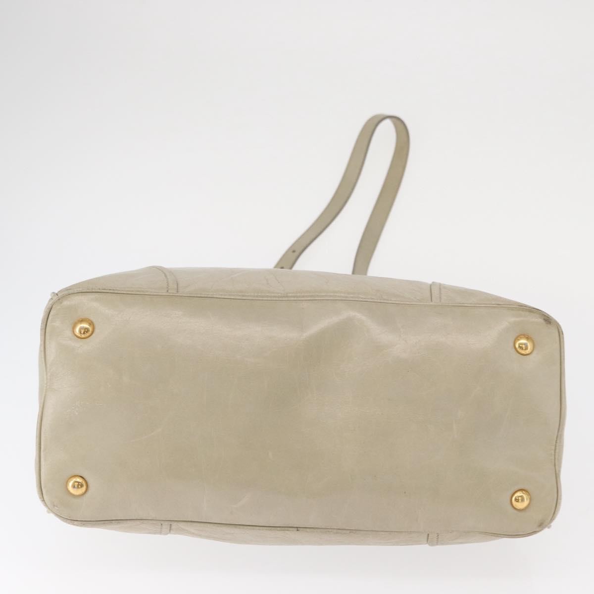 Prada Tote Vitello Daino Vitello Daino Beige Leather Handbag (Pre-Owned)