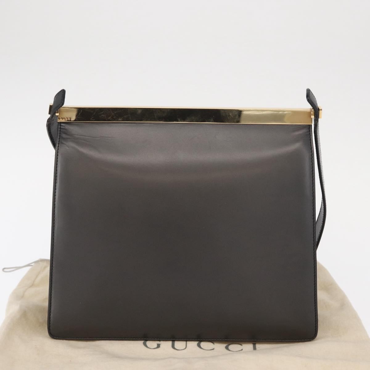 Gucci Vintage Shoulder Bag Leather Black Leather Shoulder Bag Bag (Pre-Owned)