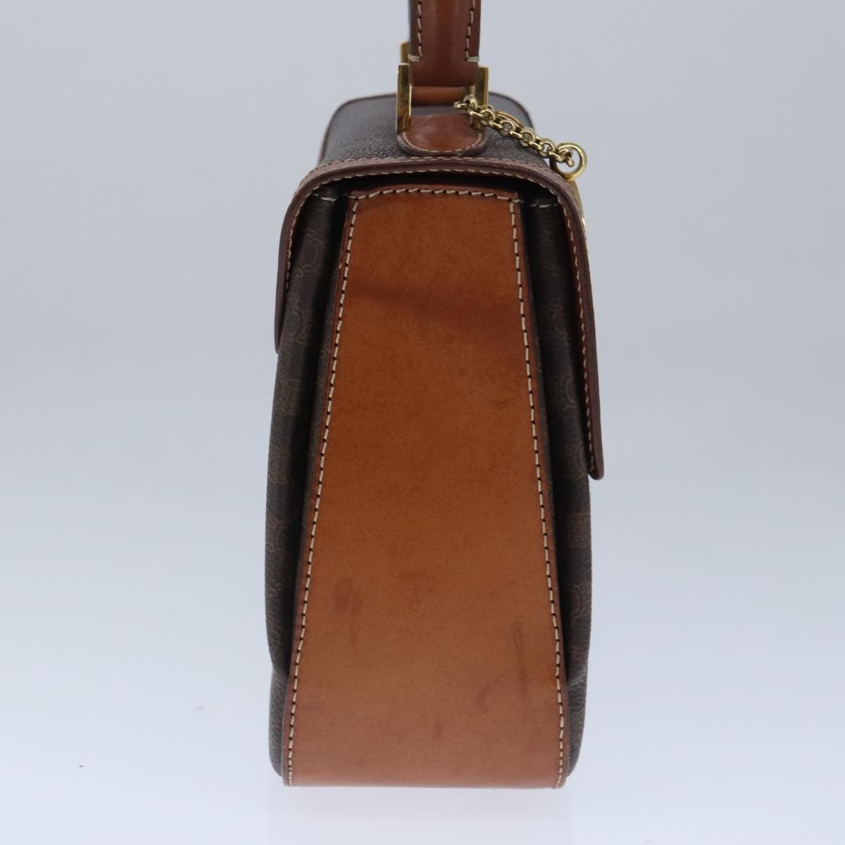 Celine Vintage Convertible Top Handle Bag Macadam Coated Canvas Brown Canvas Handbag (Pre-Owned)