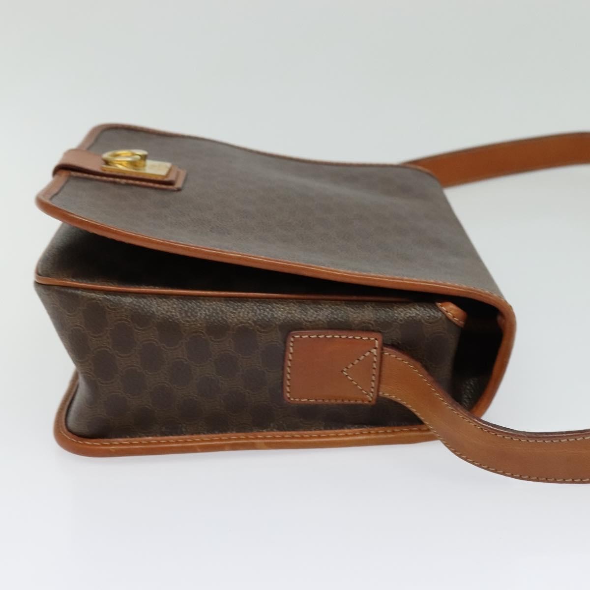 Celine Macadam Shoulder Bag Pvc Leather Brown Canvas Bag (Pre-Owned)