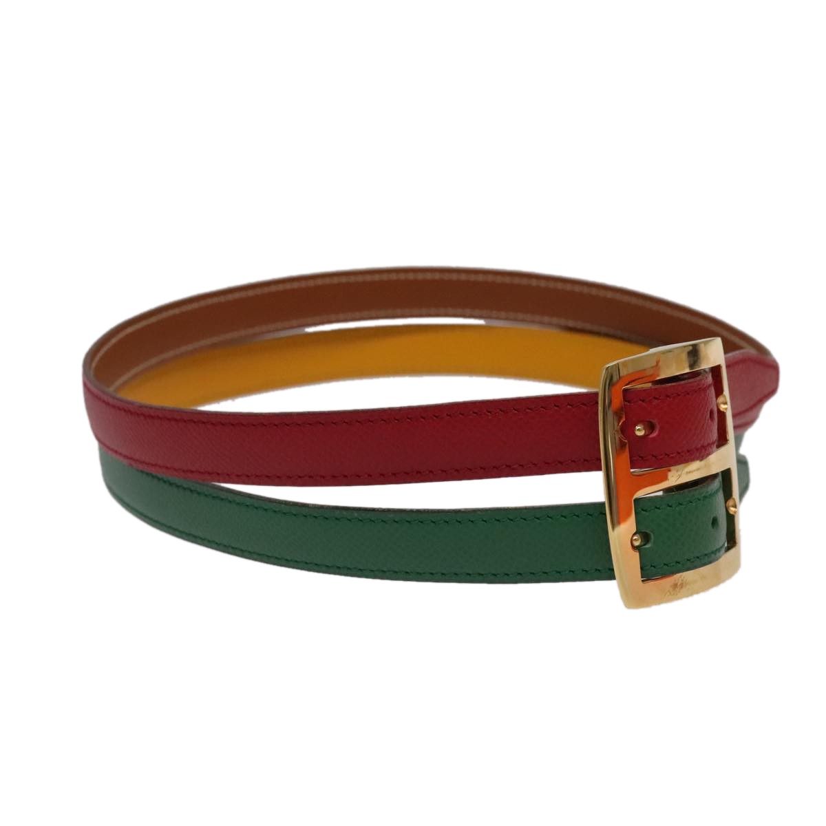 Hermes Double Hole Buckle Belt Metal And Leather Multicolour Leather Belts Accessory (Pre-Owned)