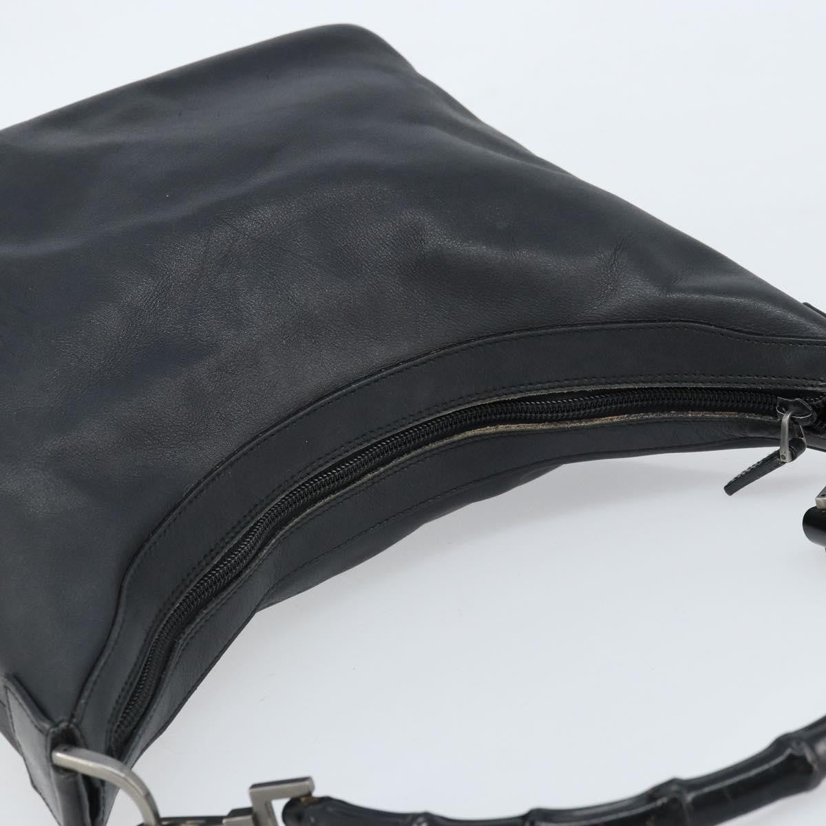 Gucci Vintage Bamboo Hobo Leather Black Leather Handbag (Pre-Owned)