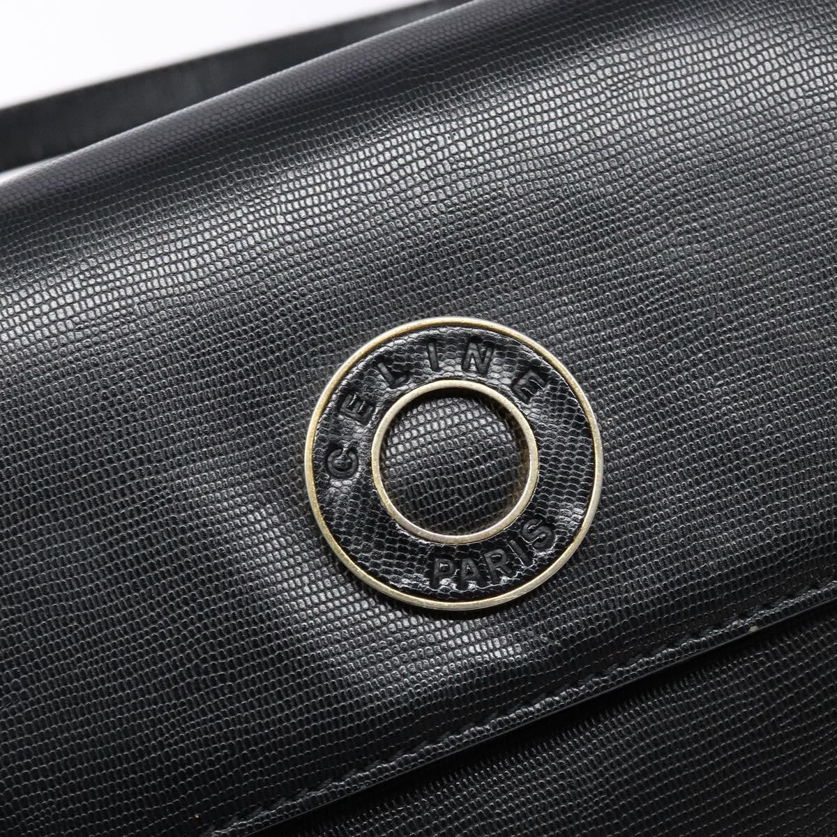 Celine Vintage Circle Logo Crossbody Bag Leather Black Leather Bag (Pre-Owned)