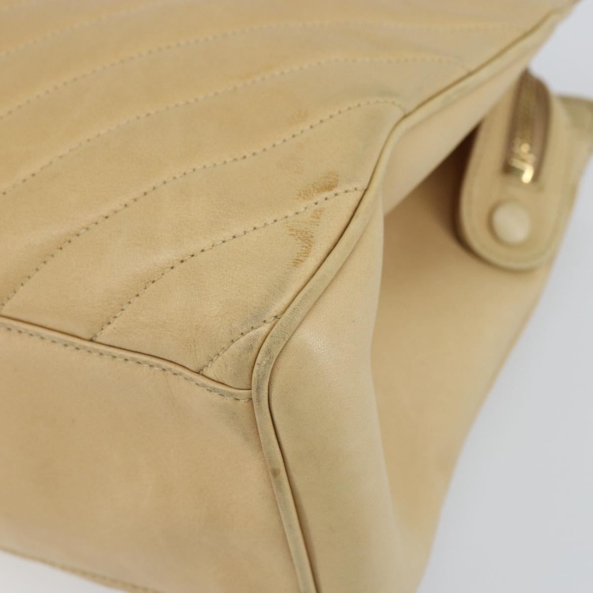 Chanel Vintage Convertible Tote Chevron Lambskin Beige Leather Tote Bag Bag (Pre-Owned)