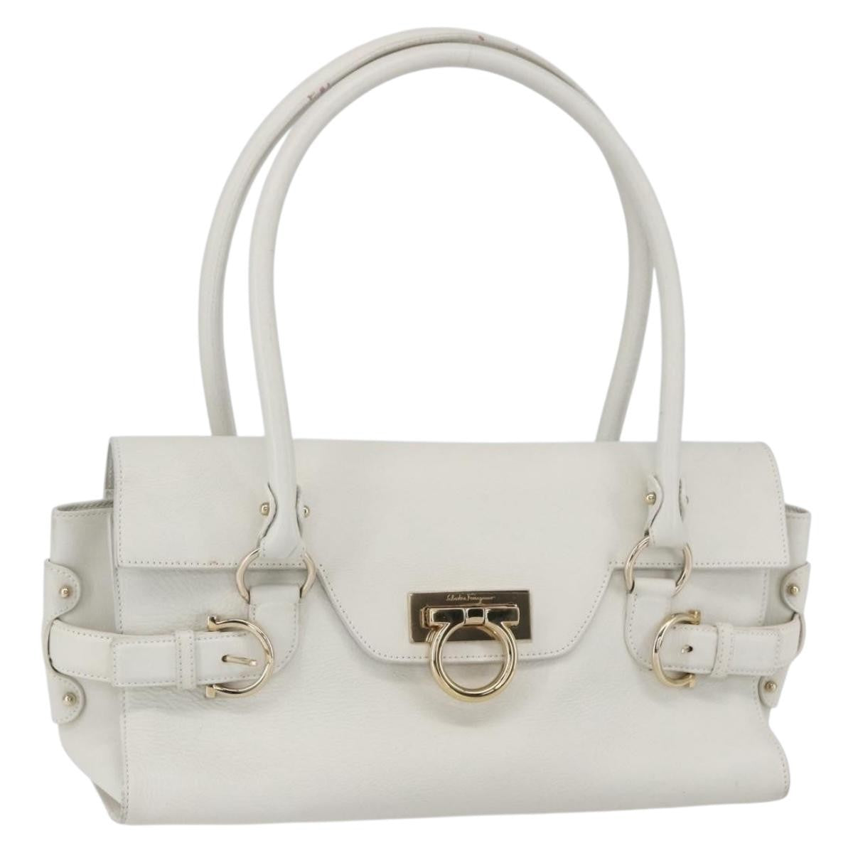 Salvatore Ferragamo Gina Satchel Leather White Leather Handbag (Pre-Owned)