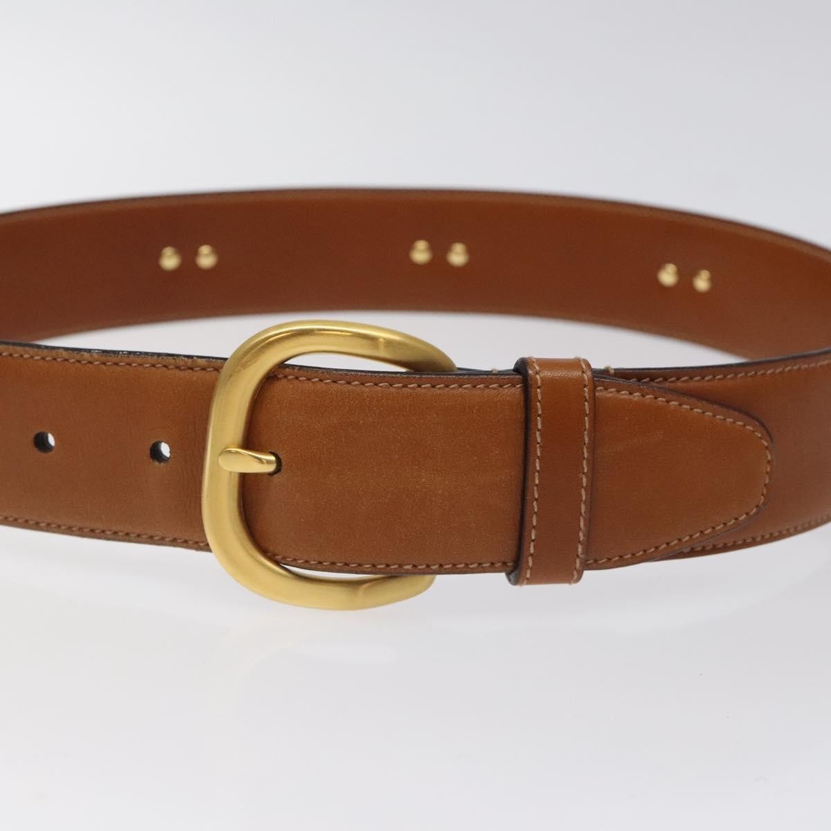 Gucci Round Buckle Belt Leather Brown Leather Belts Accessory (Pre-Owned)