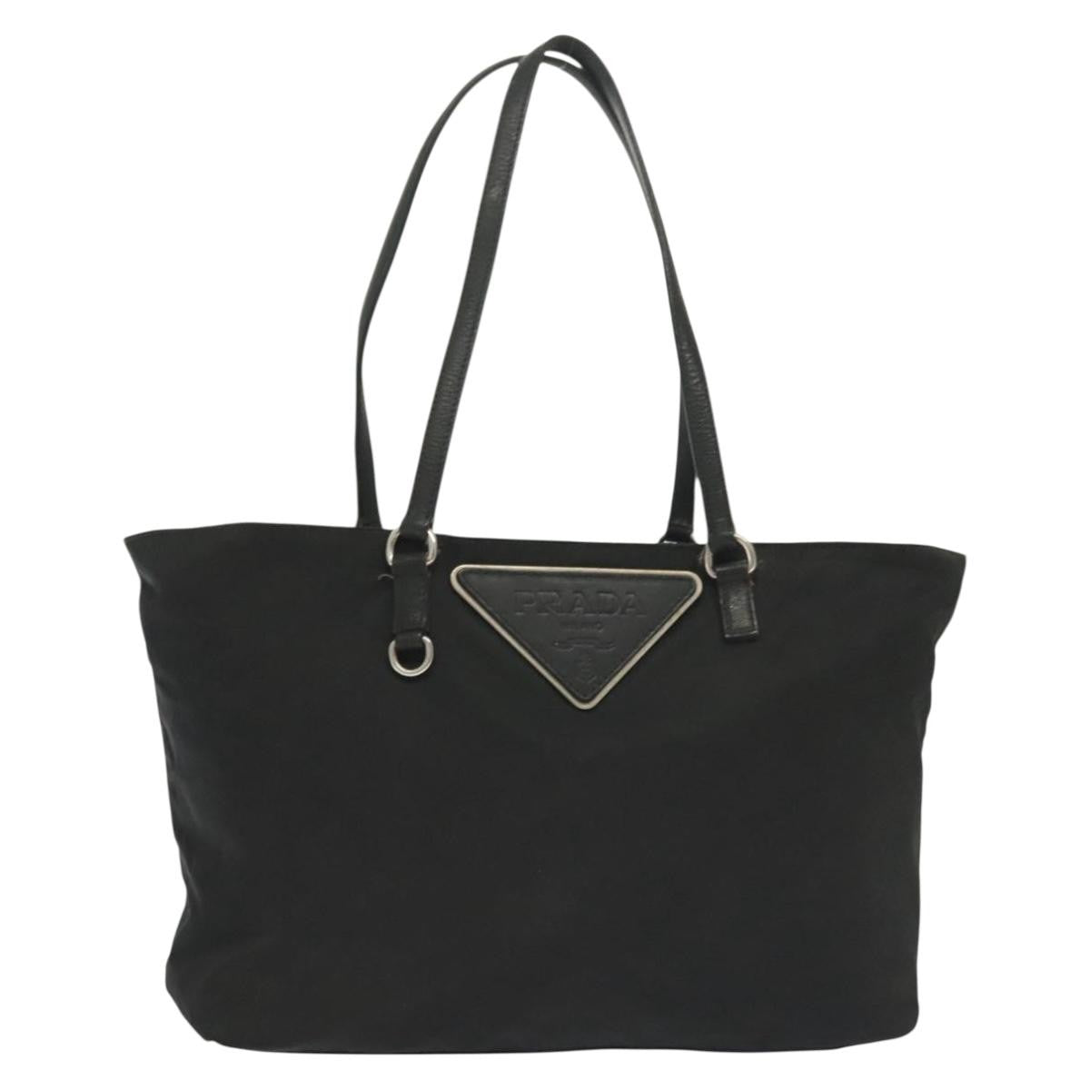 Prada Vintage Tote Tessuto Black Nylon Tote Bag Bag (Pre-Owned)