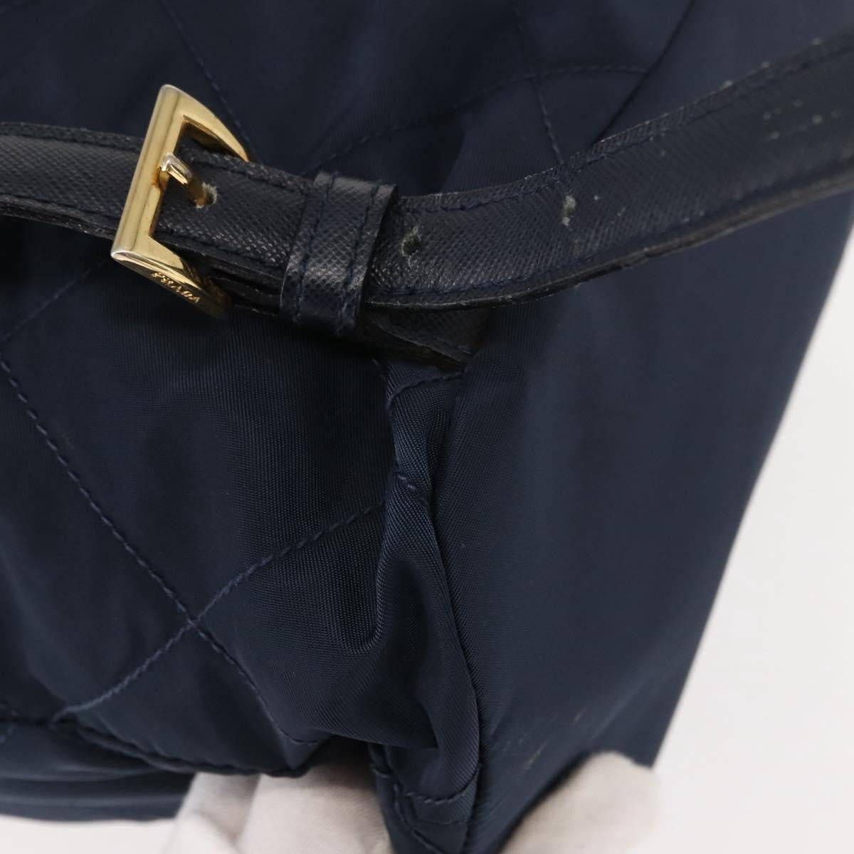 Prada Buckle Backpack Quilted Tessuto Navy Nylon Backpack Bag (Pre-Owned)