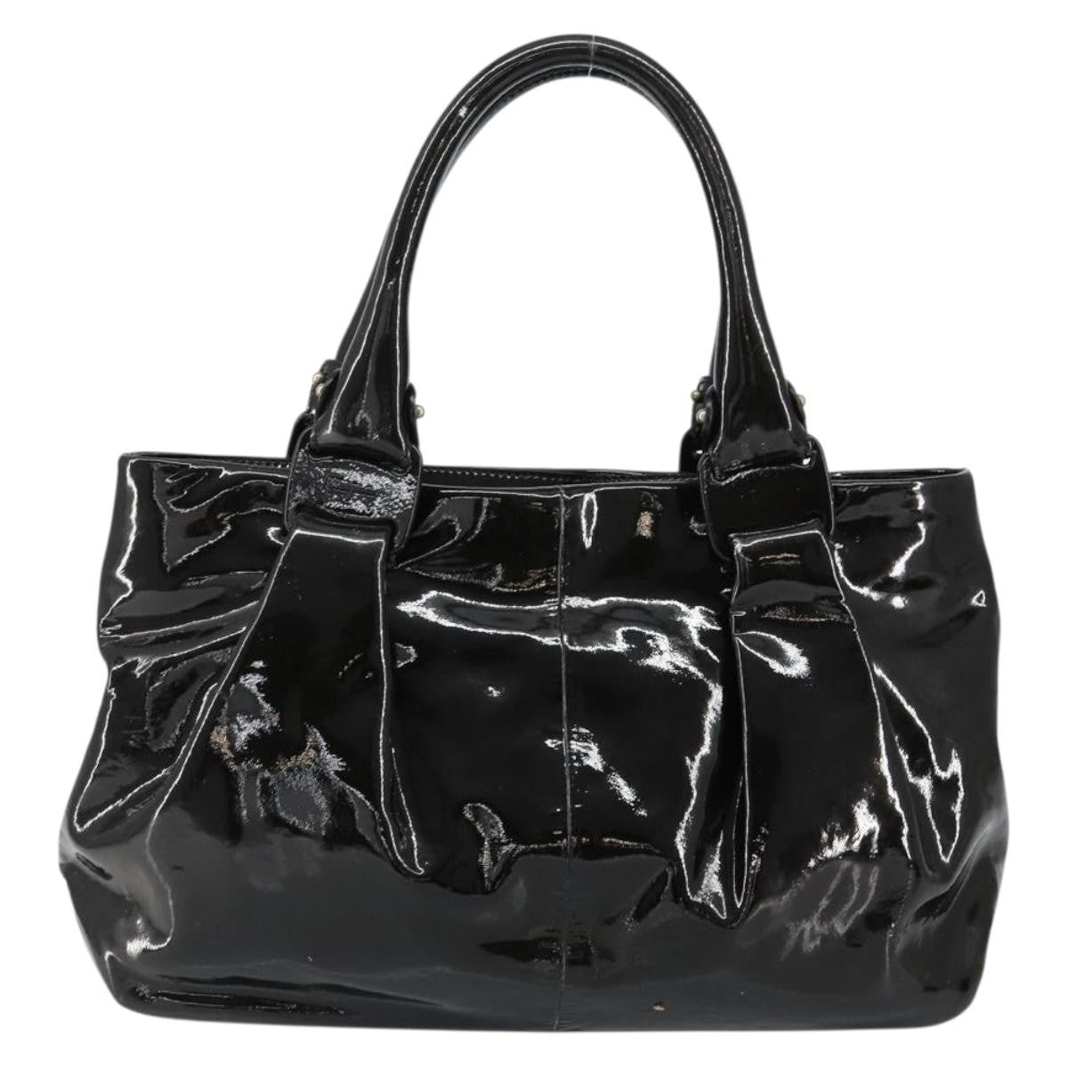 Salvatore Ferragamo Vintage Tote Bag Patent Leather Black Patent_Leather Tote Bag Bag (Pre-Owned)