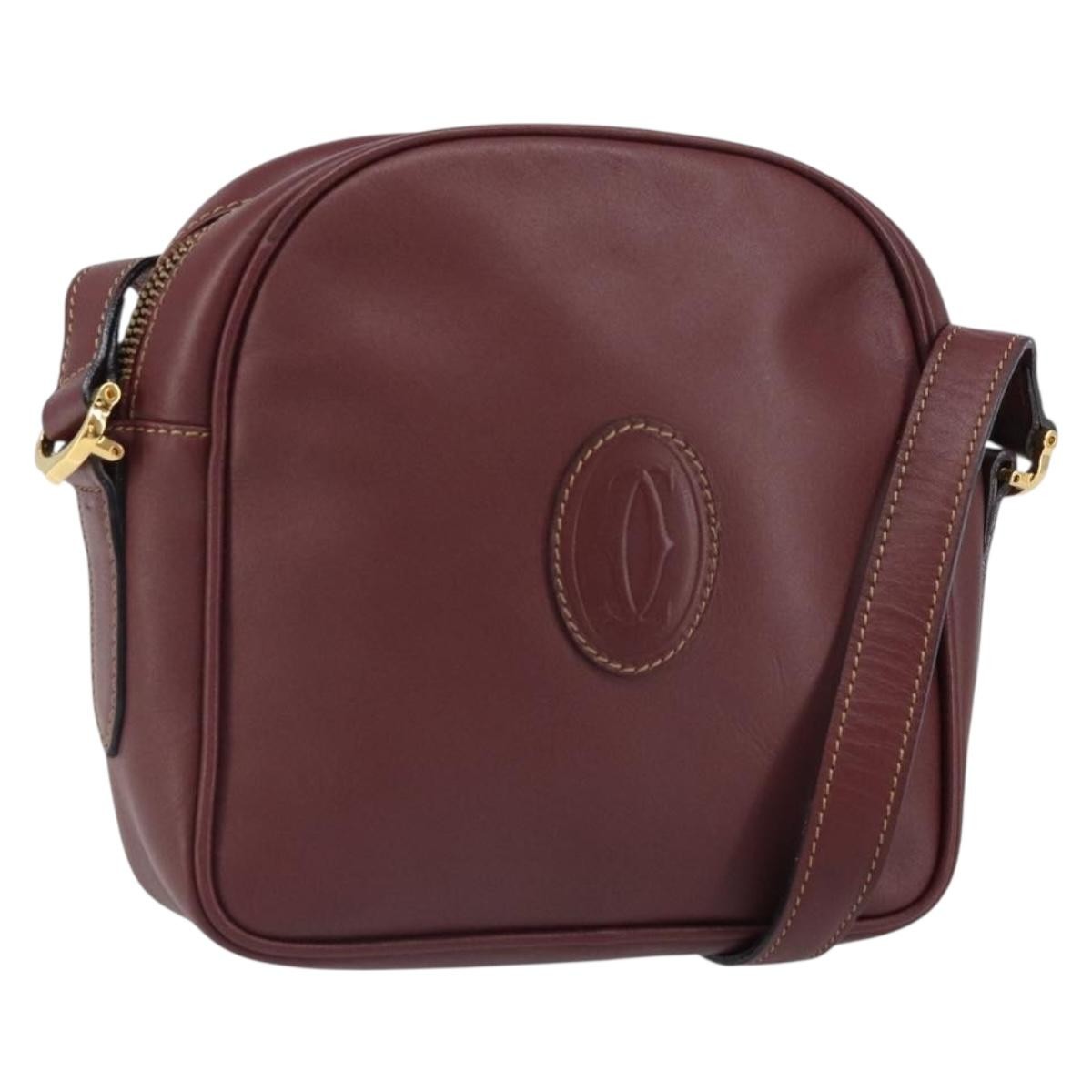 Cartier Must De Cartier Shoulder Bag Leather Burgundy Leather Shoulder Bag Bag (Pre-Owned)