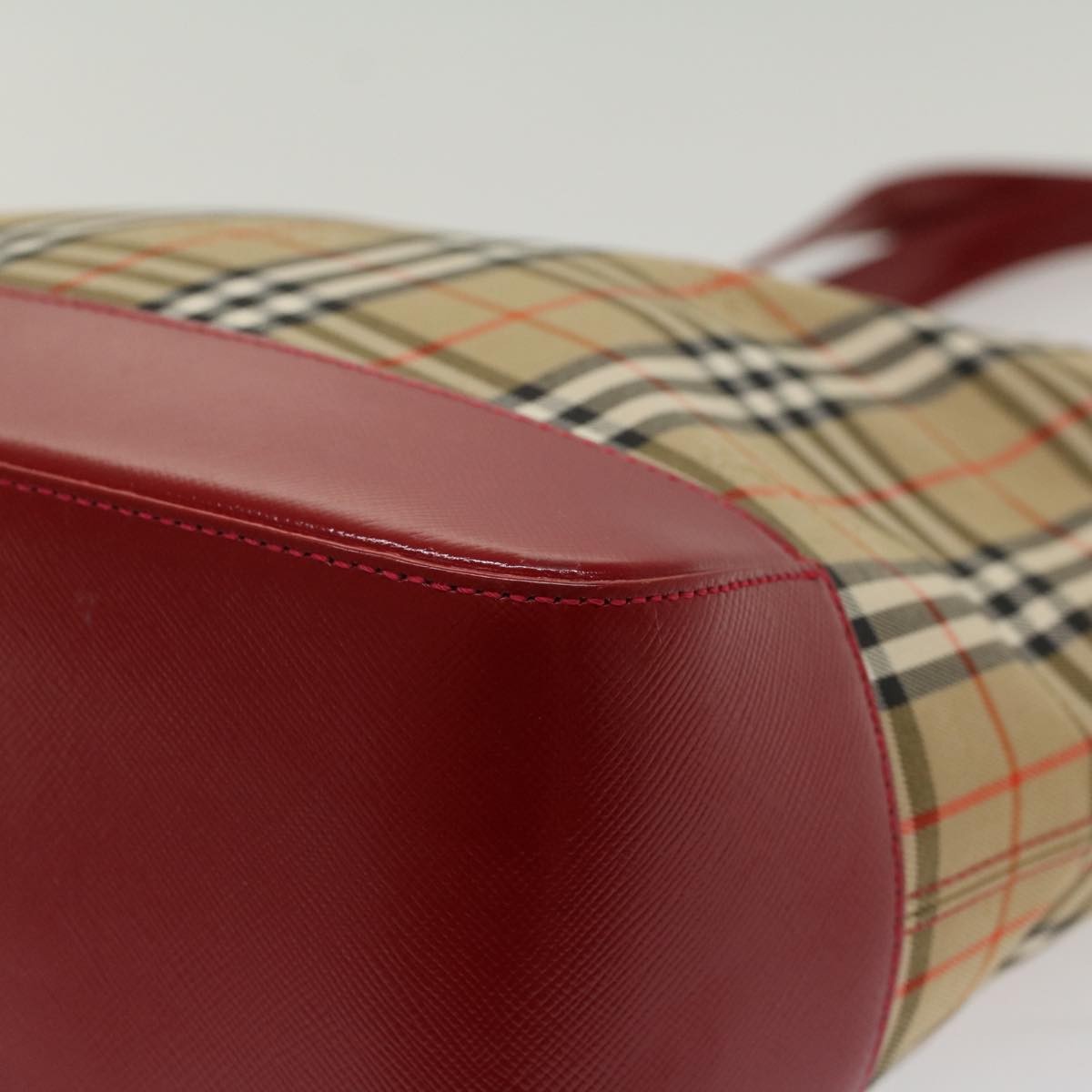 Burberry Nova Check Tote Nylon And Leather Beige Nylon Tote Bag Bag (Pre-Owned)