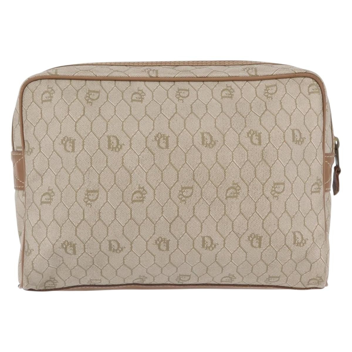 Christian Dior Vintage Honeycomb Clutch Canvas Beige Canvas Clutche & Pouche Bag (Pre-Owned)