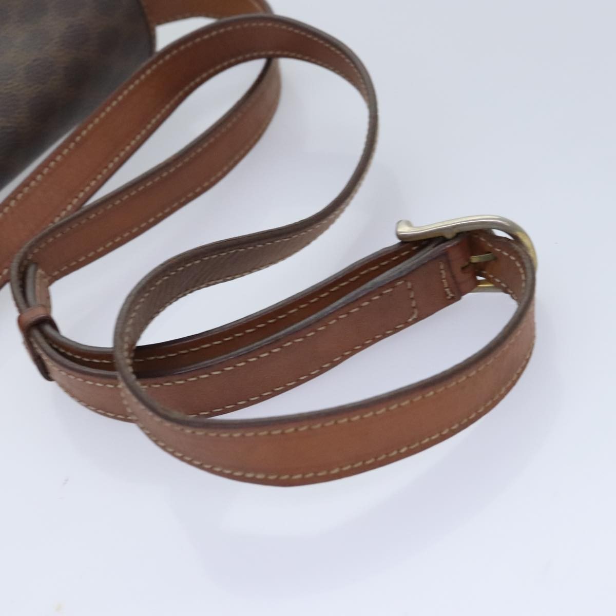 Celine Vintage Macadam Circle Logo Shoulder Bag Canvas And Leather Brown Canvas Shoulder Bag Bag (Pre-Owned)