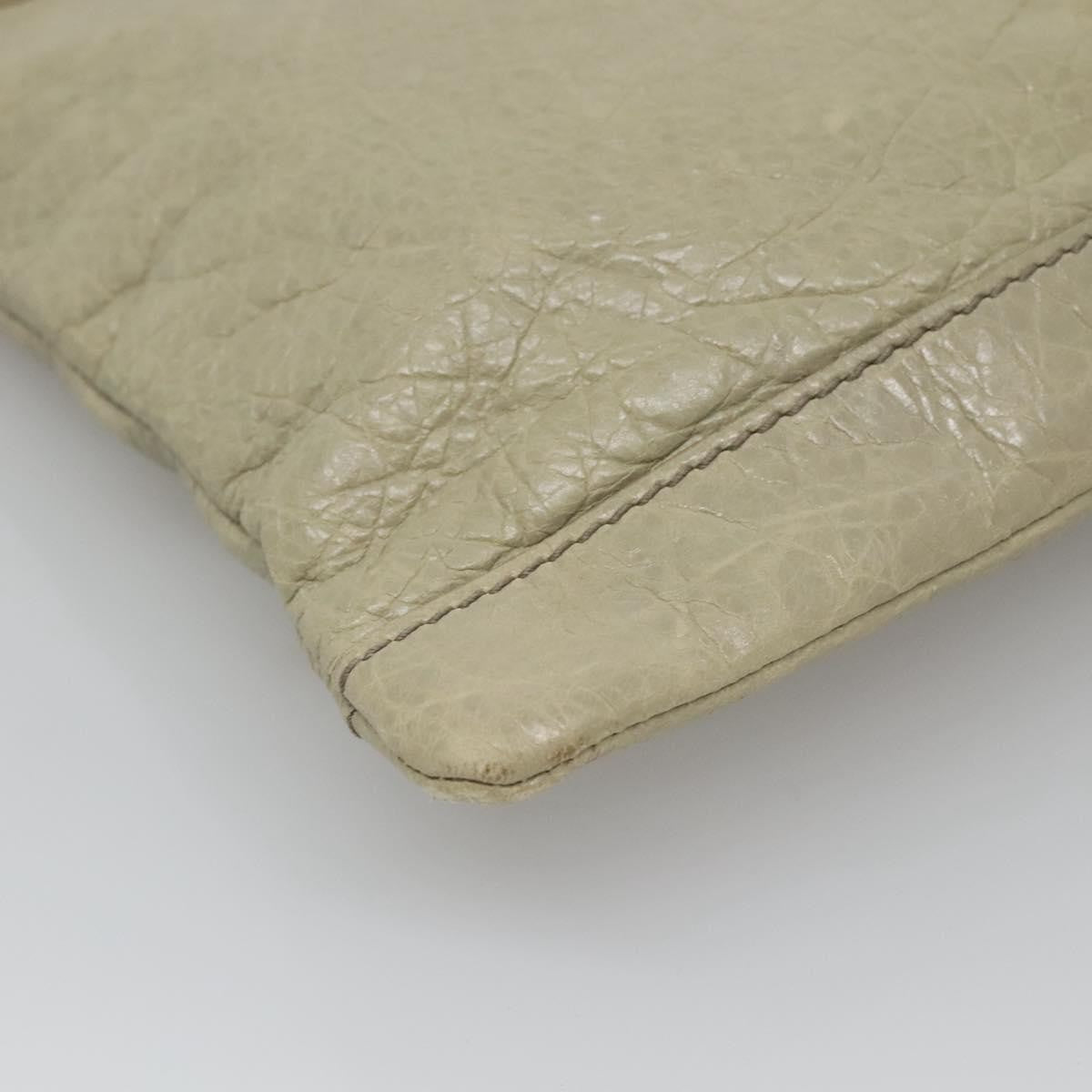 Balenciaga Classic City Clip Pouch Leather Beige Leather Clutche & Pouche Bag (Pre-Owned)