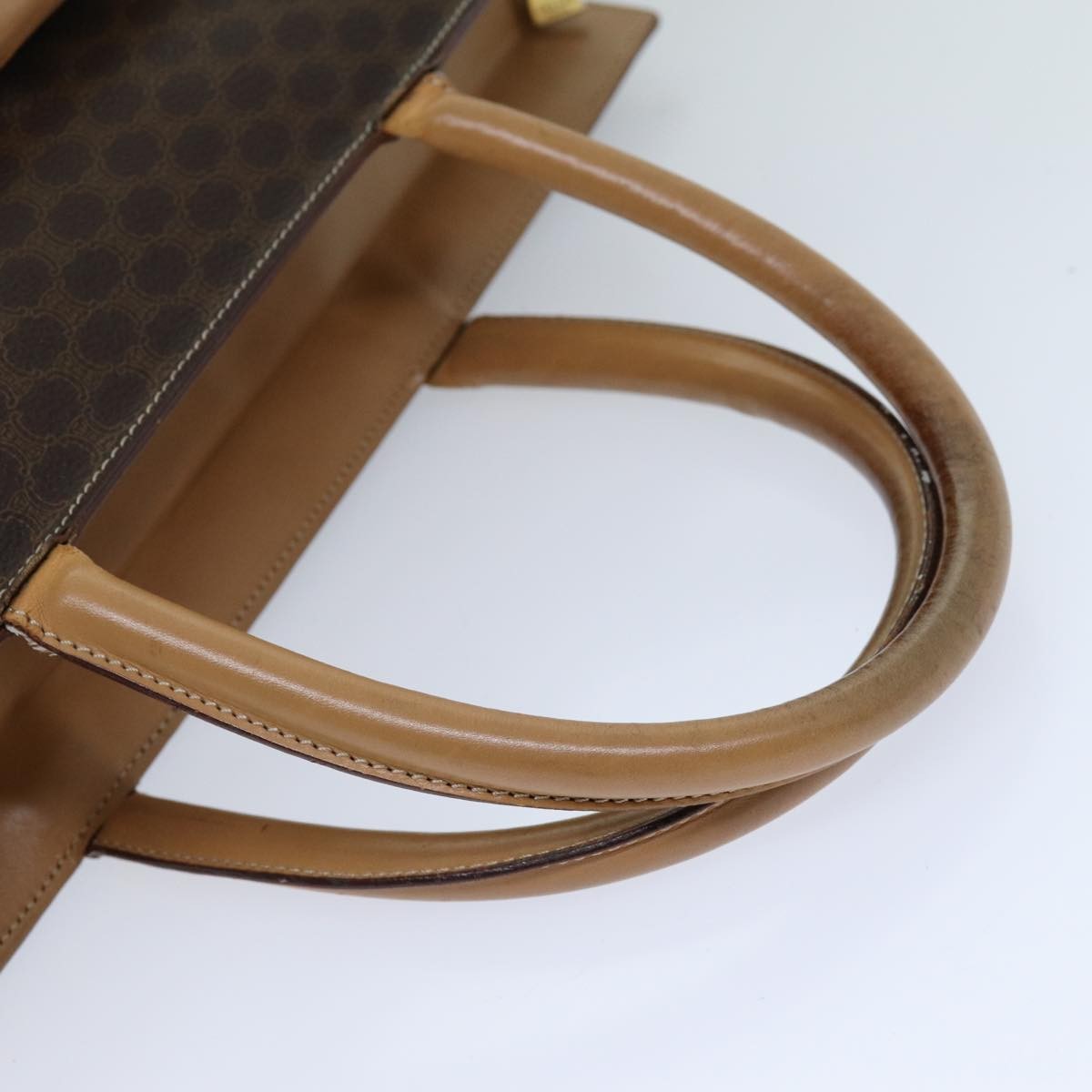 Celine Vintage Macadam Tote Bag Canvas And Leather Brown Canvas Tote Bag Bag (Pre-Owned)