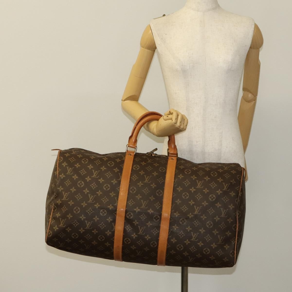 Louis Vuitton Keepall Bag Monogram Canvas Brown Canvas Travel Bag Bag (Pre-Owned)