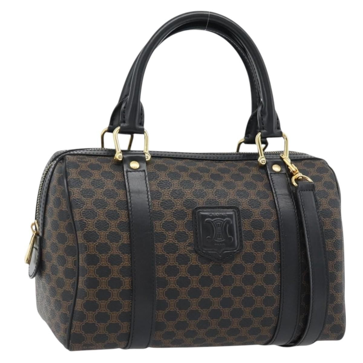 Celine Macadam Handbag Macadam With Leather Black Canvas Handbag (Pre-Owned)