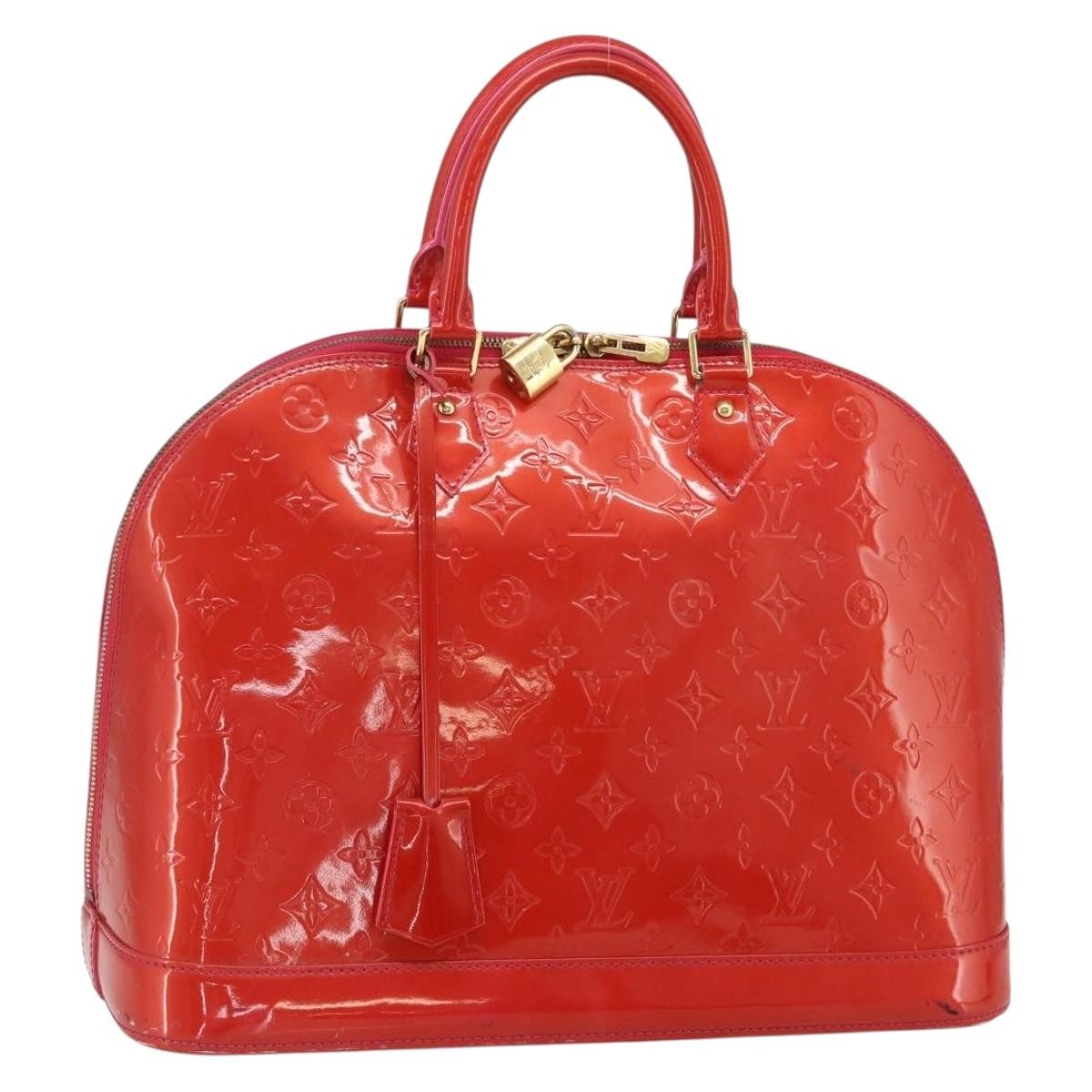 Louis Vuitton Alma Handbag Monogram Vernis Red Patent_Leather Handbag (Pre-Owned)