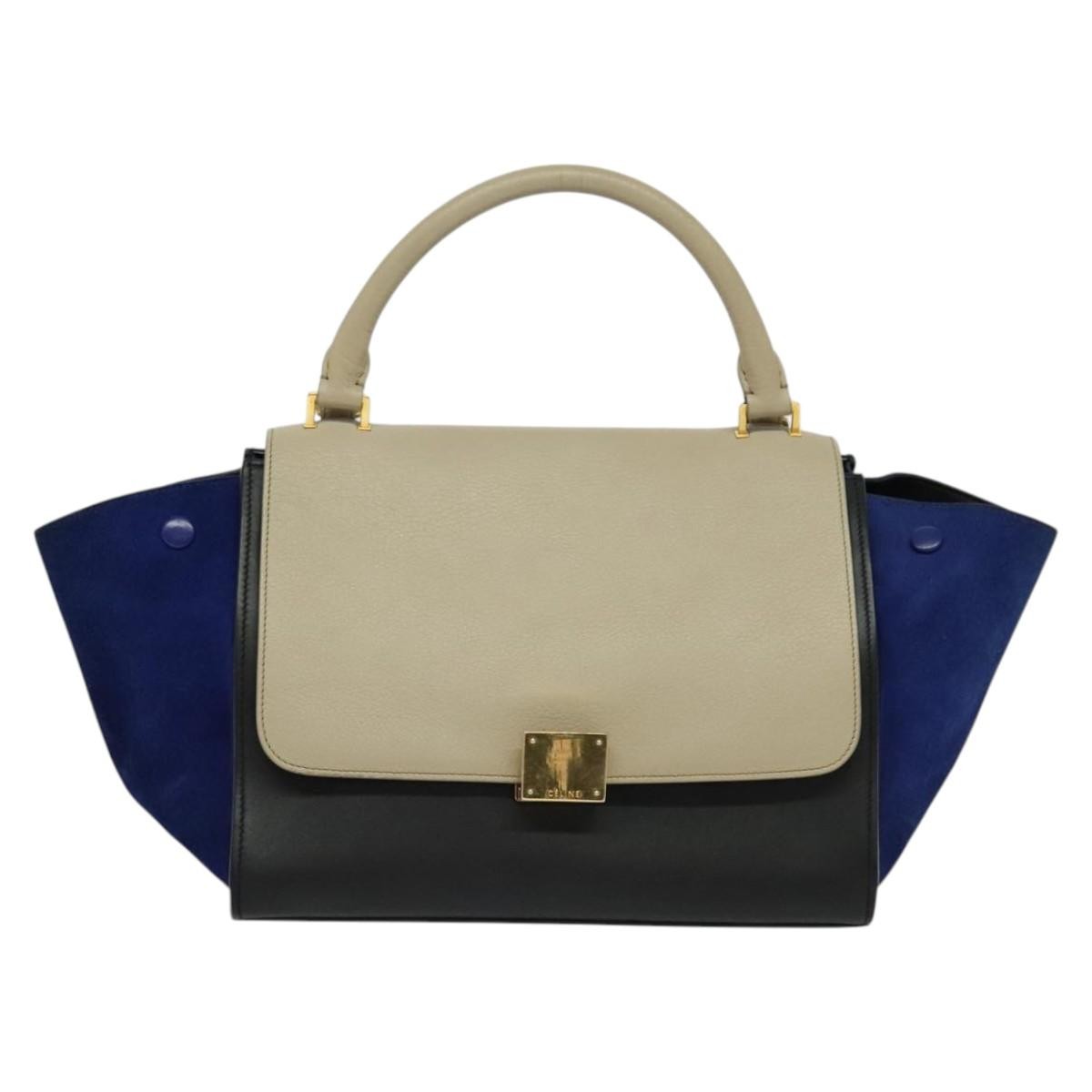 Celine Tricolor Trapeze Bag Leather Beige Leather Handbag (Pre-Owned)
