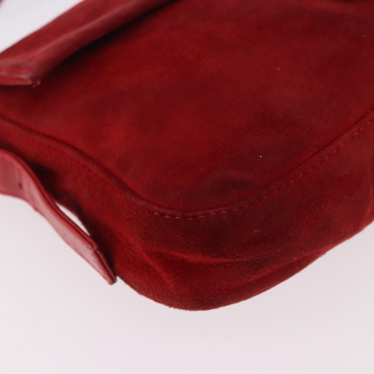 Fendi Baguette Bag Leather Red Suede Shoulder Bag Bag (Pre-Owned)