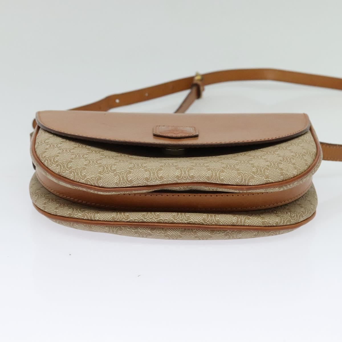 Celine Macadam Shoulder Bag Pvc Leather Beige Canvas Bag (Pre-Owned)
