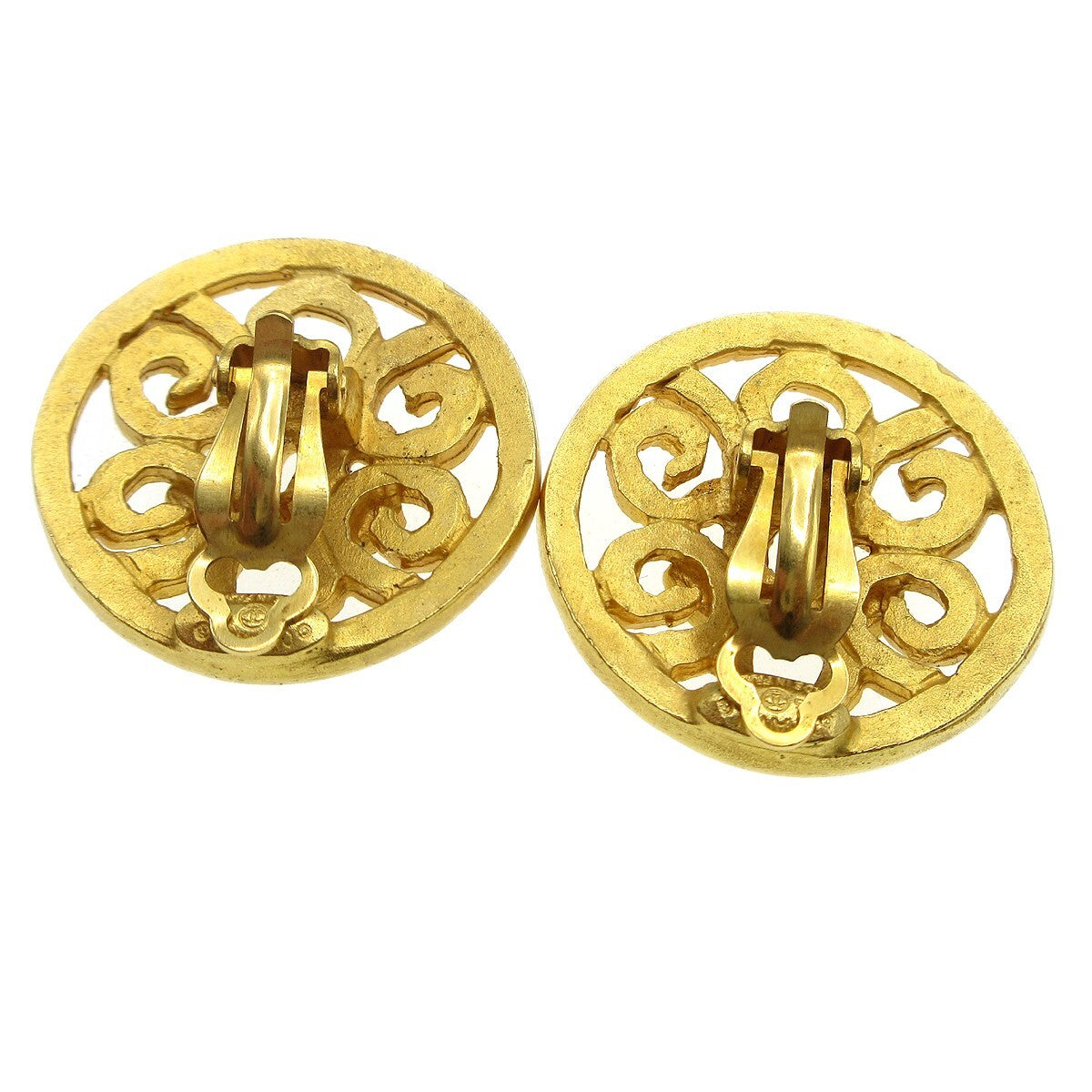 Chanel Cc Round Earrings Metal Gold Gold_Plated Earrings Jewelry (Pre-Owned)