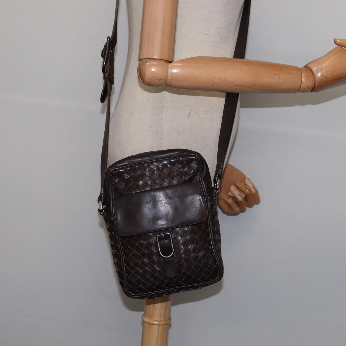Bottega Veneta Front Pocket Messenger Bag Intrecciato Nappa Brown Leather Bag (Pre-Owned)
