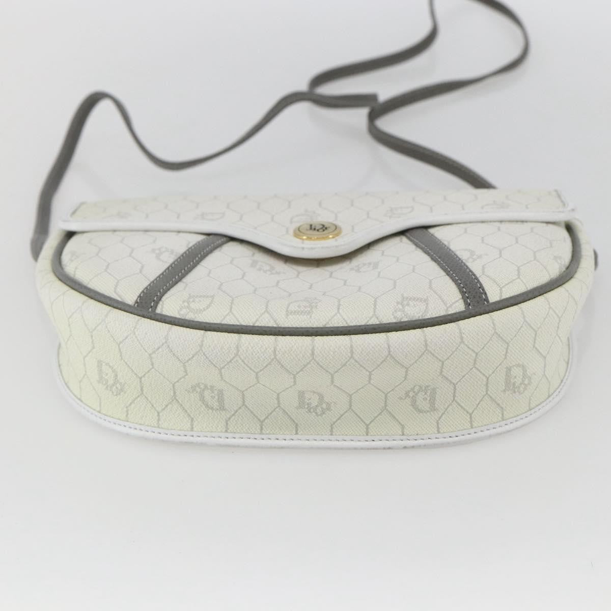 Christian Dior Vintage Honeycomb Flap Crossbody Bag Coated Canvas White Canvas Shoulder Bag Bag (Pre-Owned)