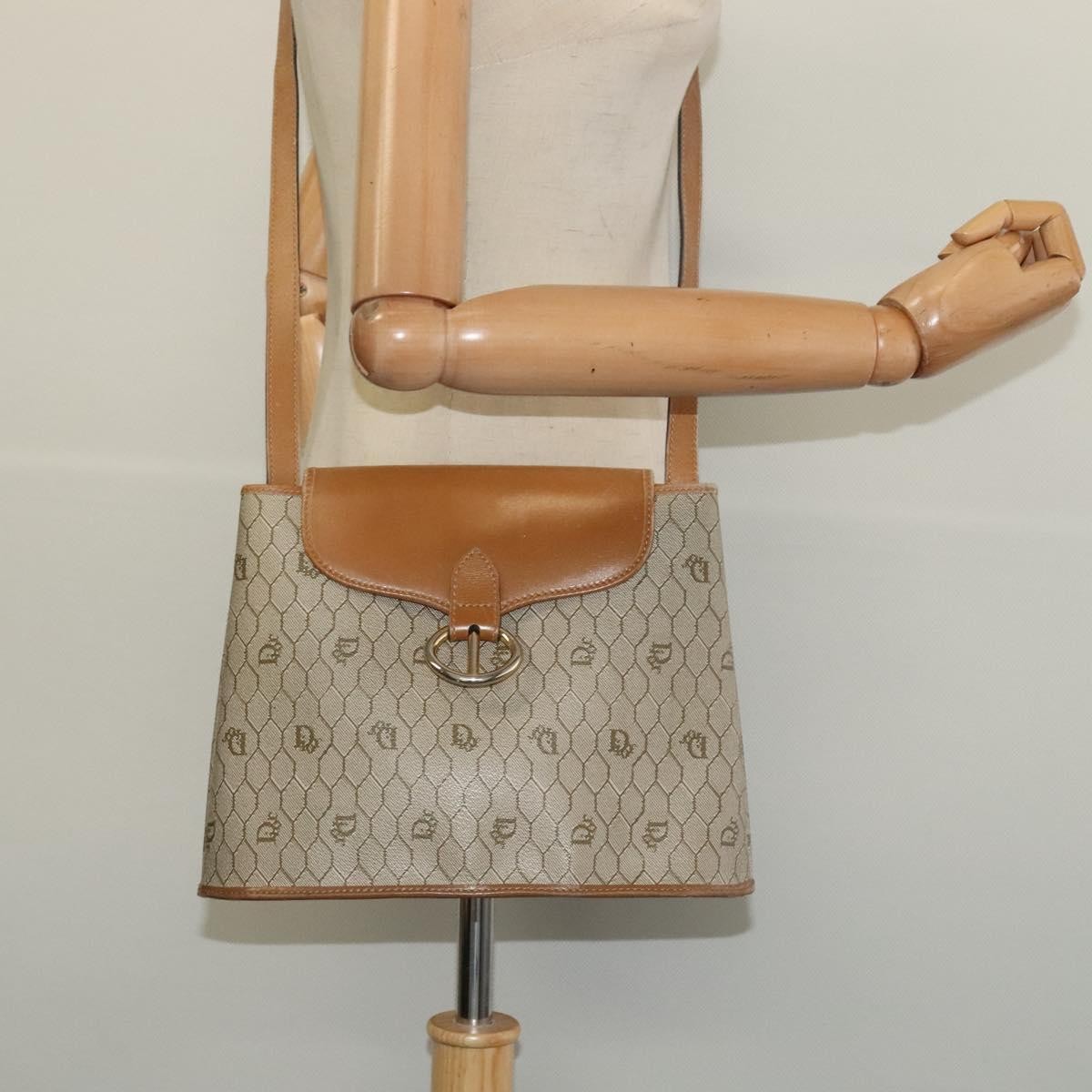 Christian Dior Vintage Honeycomb Shoulder Bag Canvas And Leather Beige Canvas Bag (Pre-Owned)