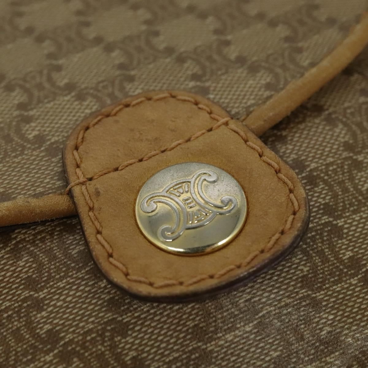 Celine Vintage Macadam Shoulder Bag Macadam Canva Vinyl Beige Pvc Bag (Pre-Owned)