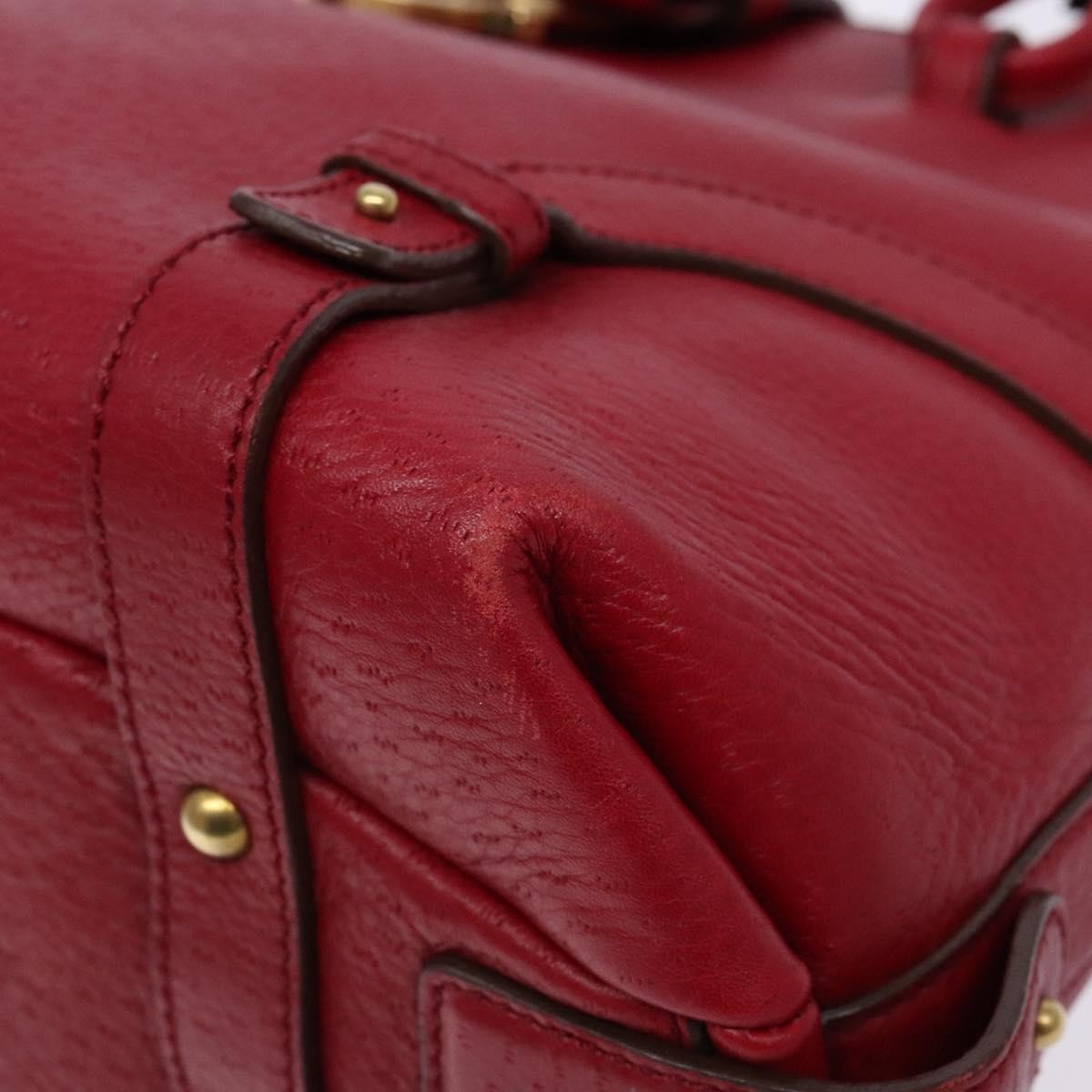 Salvatore Ferragamo Gancini Handbag Leather Red Leather Handbag (Pre-Owned)