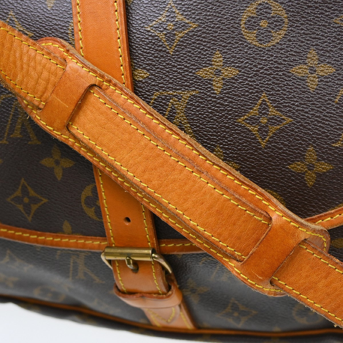 Louis Vuitton Saumur Handbag Monogram Canvas Brown Canvas Shoulder Bag Bag (Pre-Owned)