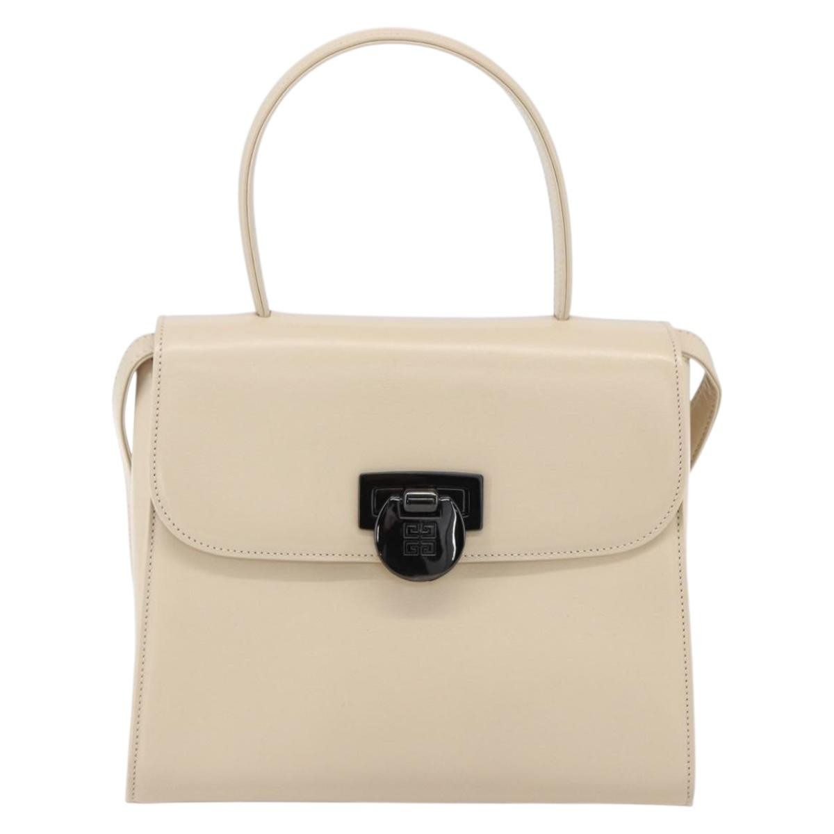 Givenchy Vintage 4G Handbag Leather Beige Leather Handbag (Pre-Owned)