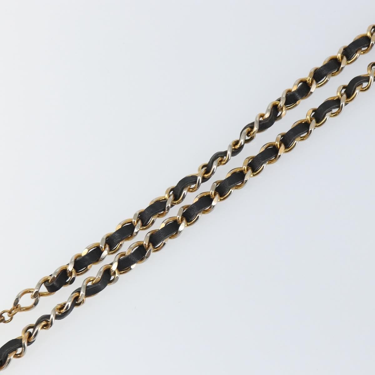 Chanel Vintage Logo Chain Belt Metal And Leather Black Metal Belts Accessory (Pre-Owned)