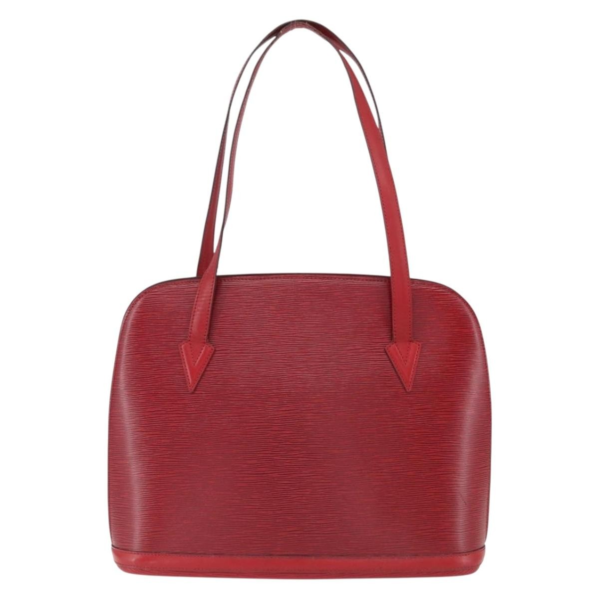 Louis Vuitton Lussac Handbag Epi Leather Red Leather Shoulder Bag Bag (Pre-Owned)