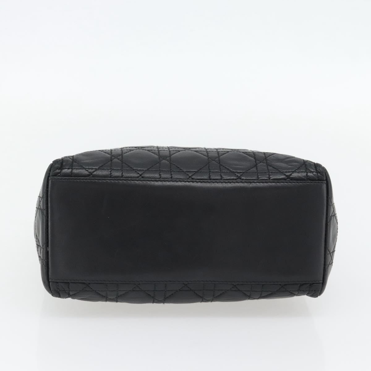 Christian Dior Lady Dior Bag Leather Black Leather Handbag (Pre-Owned)