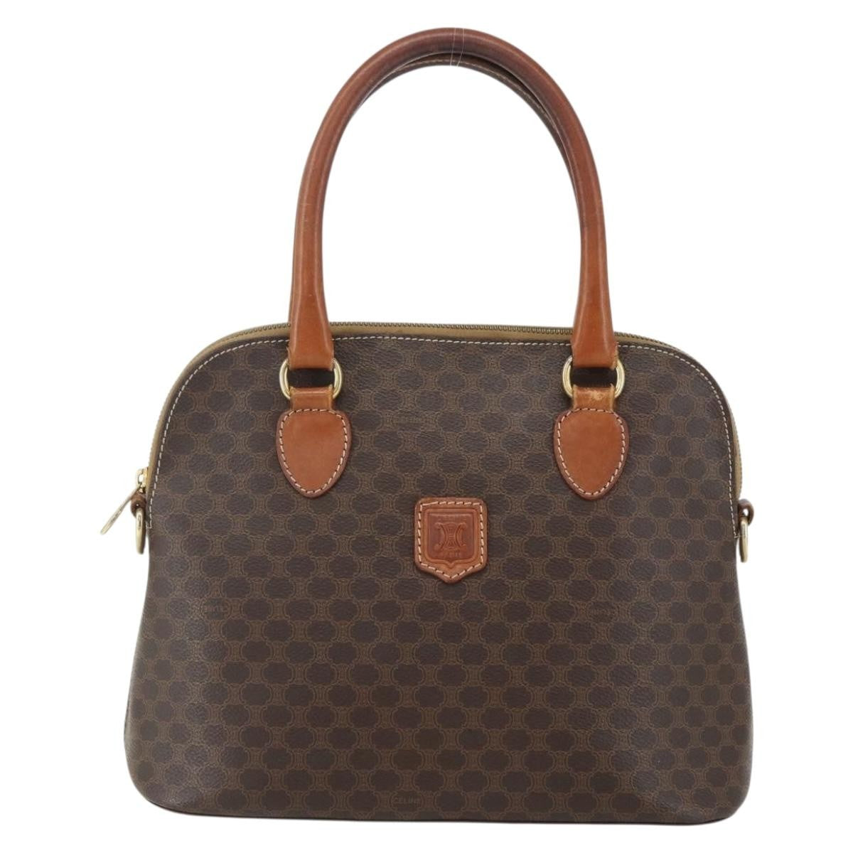 Celine Vintage Macadam Handbag Canvas And Leather Brown Canvas Handbag (Pre-Owned)